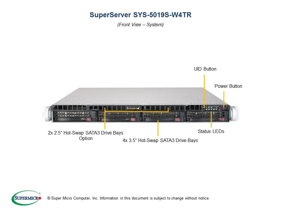 (EOL)1U WIO X11SSW-4TF, 815TQC-R504WB2,HF,RoHS