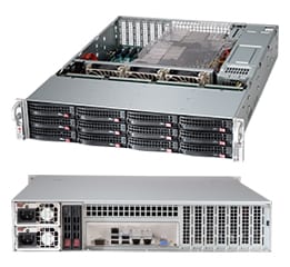 Black 2U SC826B LP SAS3 NVMe Chassis w/ Redundant 1200W