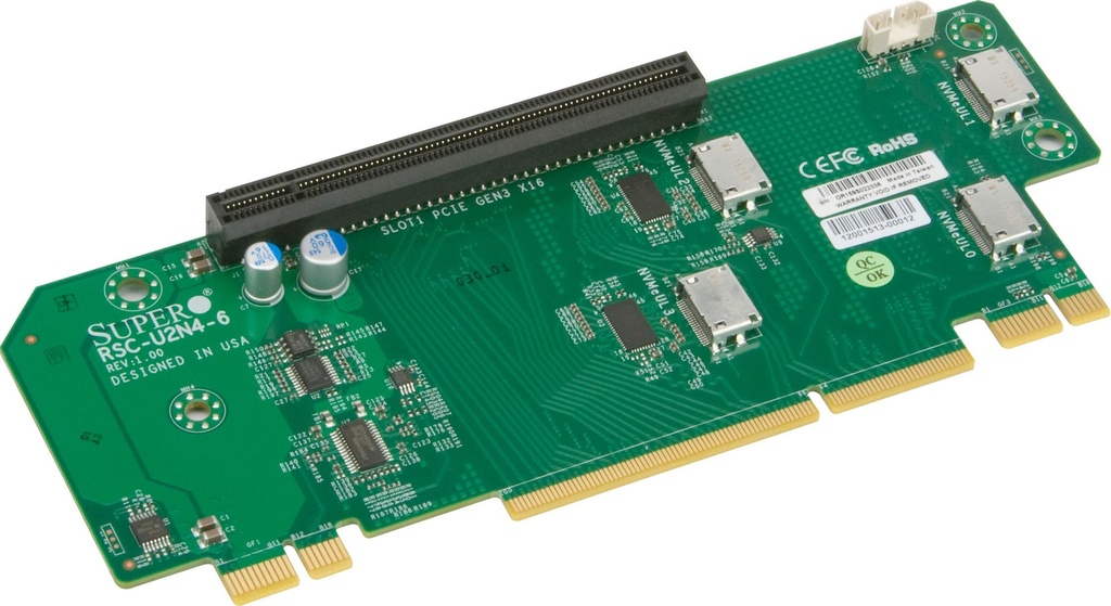 2U Ultra Riser Card with 4 NVME and PCI-Ex16,RoHS/REACH