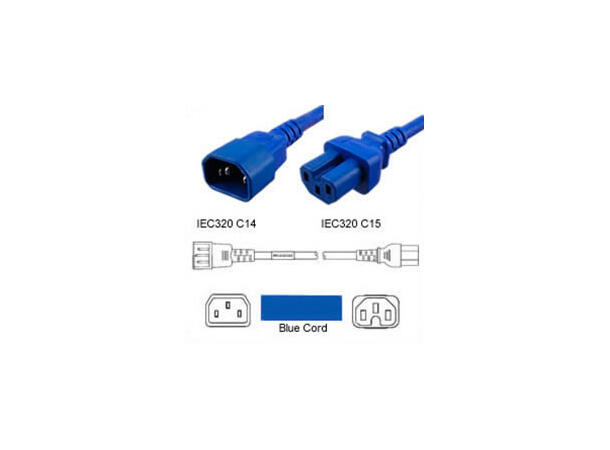 LinkIT strømkabel C15/C14 blå 2m