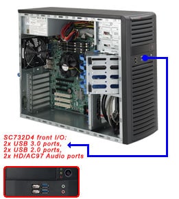 Black SC732D4 Desktop Chassis W/ 900W