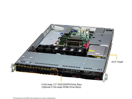 [SYS-511R-W] UP 1U X13SCW-F, CSE-815BTS-R000WNP, PWS-601A-1R,HF,RoHS