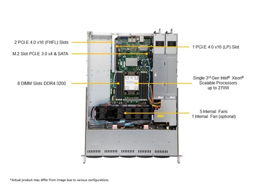 [SYS-110P-WTR-EU] UP 1U WIO X12SPW-TF, CSV-116TS-R000WNBP2-1, PWS-861A-1R,