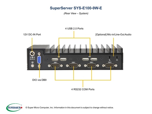 [SYS-E100-9W-E] Fanless E101-02 + Whiskey Lake X11SWN-E-WOHS,RoHS