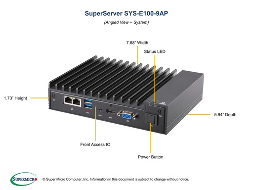 [SYS-E100-9AP] Fanless PC E101 + A2SAN-E, Atom E3940