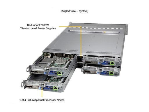 [SYS-220BT-HNC9R] BigTwin 2U4N,6x 2.5"SAS(HW RAID)+NVMe,X12DPT-B6,217BQ