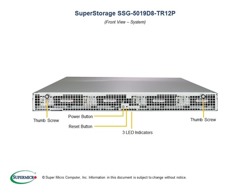 [SSG-5019D8-TR12P] 1U 3.5"x12 ServerMBD-X11SDV-8C-TP8F,801LTS-R407CP,HF,RoHS