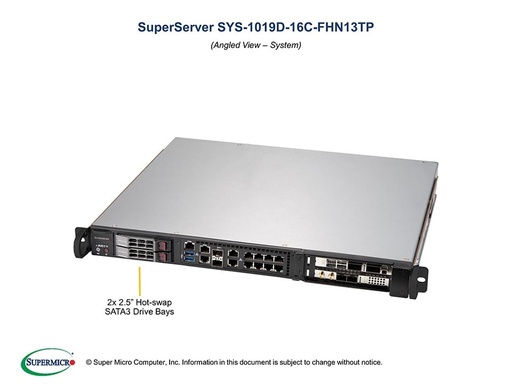 [SYS-1019D-16C-FHN13TP] CSE-513BTQC-505WB + X11SDW-16C-TP13F