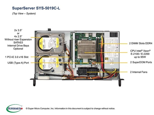 [SYS-5019C-L] X11SCL-IF, CSE-504-203B, HF,RoHS/REACH