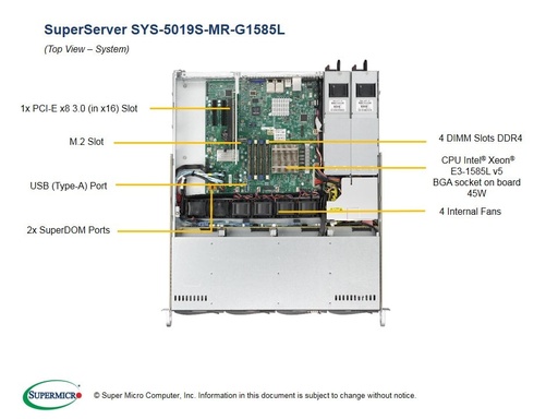 [SYS-5019S-MR-G1585L] (EOL)X11SSH-GF-1585L, 813MFTQC-R407CB