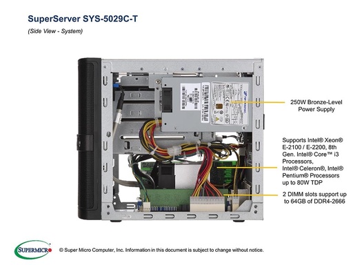 [SYS-5029C-T] Micro Tower Server (X11SCL-IF, CSE-721TQ-350B2)