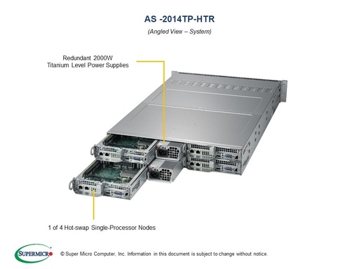 [AS -2014TP-HTR] H12SST-PS, CSE-827HQ+-R2K04BP2, UP,SATA 2U 4 Nodes 3.5"