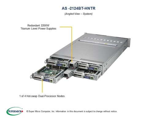 [AS -2124BT-HNTR] H12DST-B,CSV-217BHQ+-R2K22BP,DP,NVMe/SATA 2U 4 Nodes 2.5