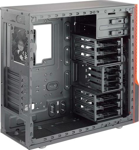 [CSE-GS5B-000R] Black S5 Mid-Tower Chassis (Red Trim) W/O Power Supply