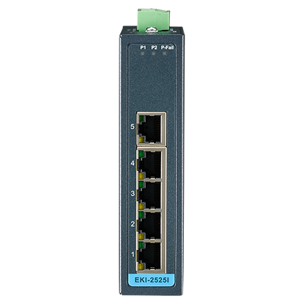 [EKI-2525I-BE] 5-port 10/100Mbps Unmanaged FE Switch(WideTemp.)
