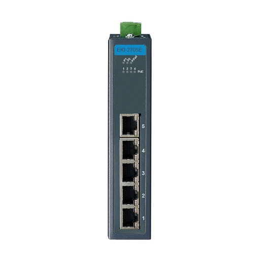 [EKI-2705E-1GPI-A] 4FE+1GE Unmanaged Ind. PoE Switch W/T