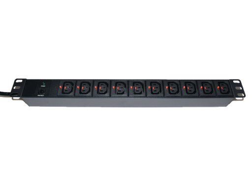 [PDU-10C13L-2M-C14-OP] LinkIT 19" Strømskinne 10xC13 låsbare 2m