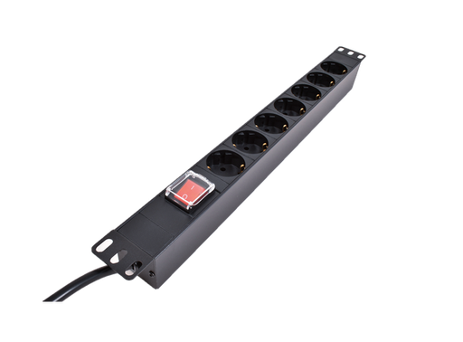 [PDU-7S-2M-S-B] LinkIT 19" Strømskinne 7x CEE 7/4 2m