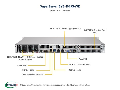 [SYS-1019S-WR] X11SSW-F, CSE-514-R407W