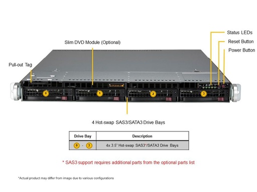 [SYS-511E-WR] UP 1U WIO X13SEW-F, CSE-815BTS-R860WP